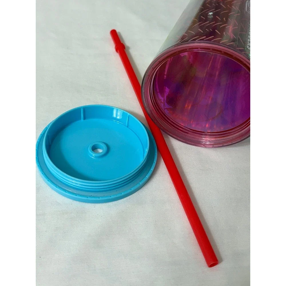 Starbucks Moonlee Chai Iridescent Cold Cup Tumbler 24oz Venti Blue Lid Red Straw